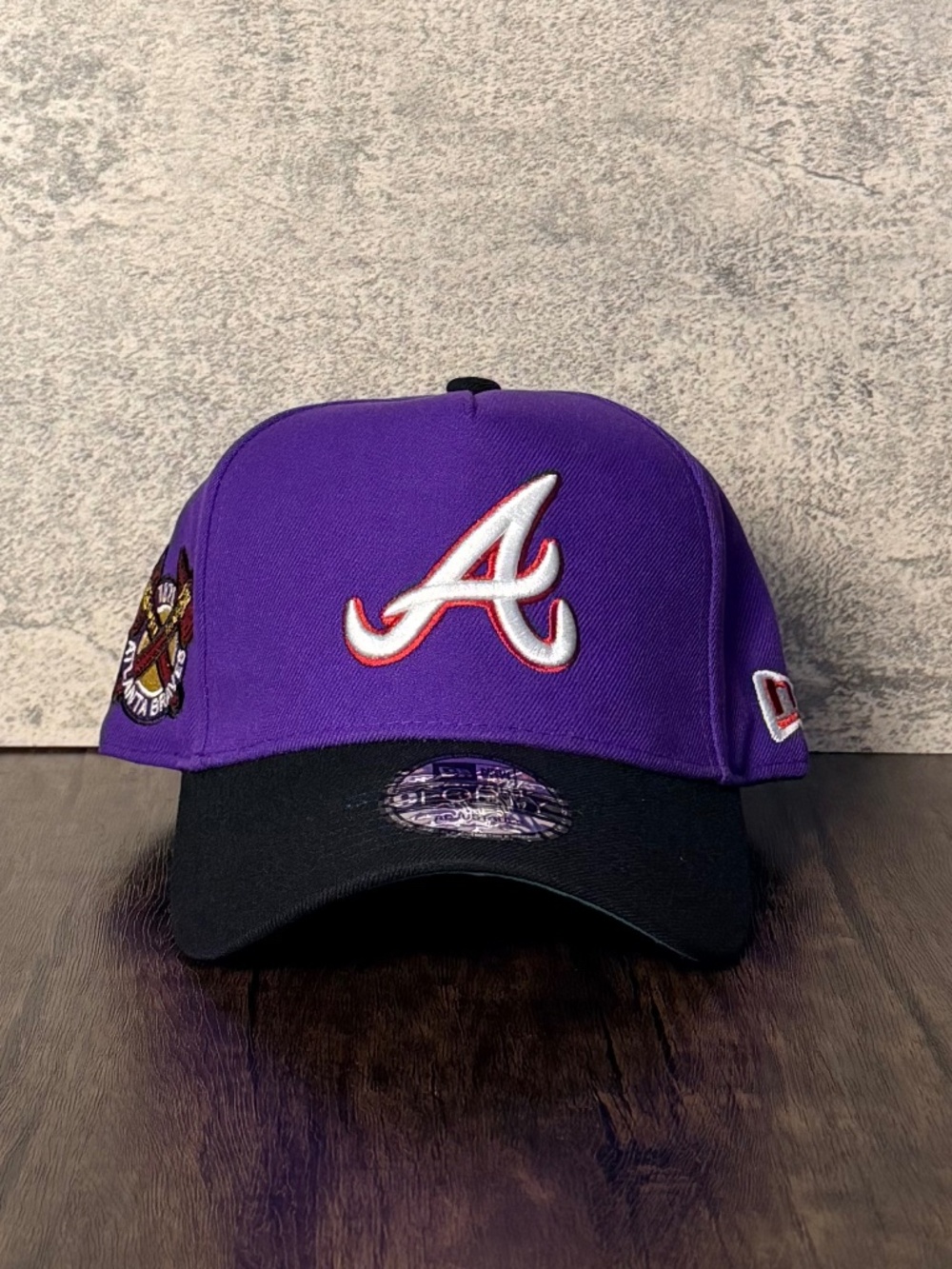 New Era Atlanta Braves 1871 Side Patch 9FORTY A-Frame Snapback Hat Purple Black